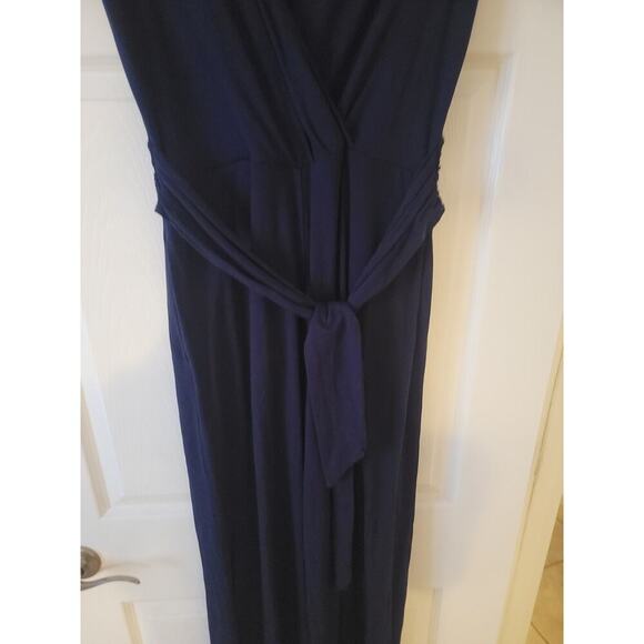 Boden Jumpsuit Womens SZ 4 Crop Wide Leg Stretch Navy Blue Jersey Knit - Picture 5 of 10